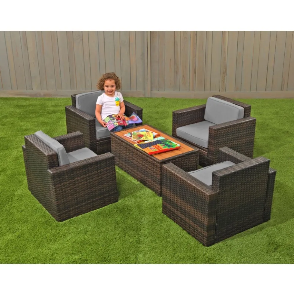 Excellerations® Outdoor Wicker Furniture 5-Piece Set (Preschool Height)