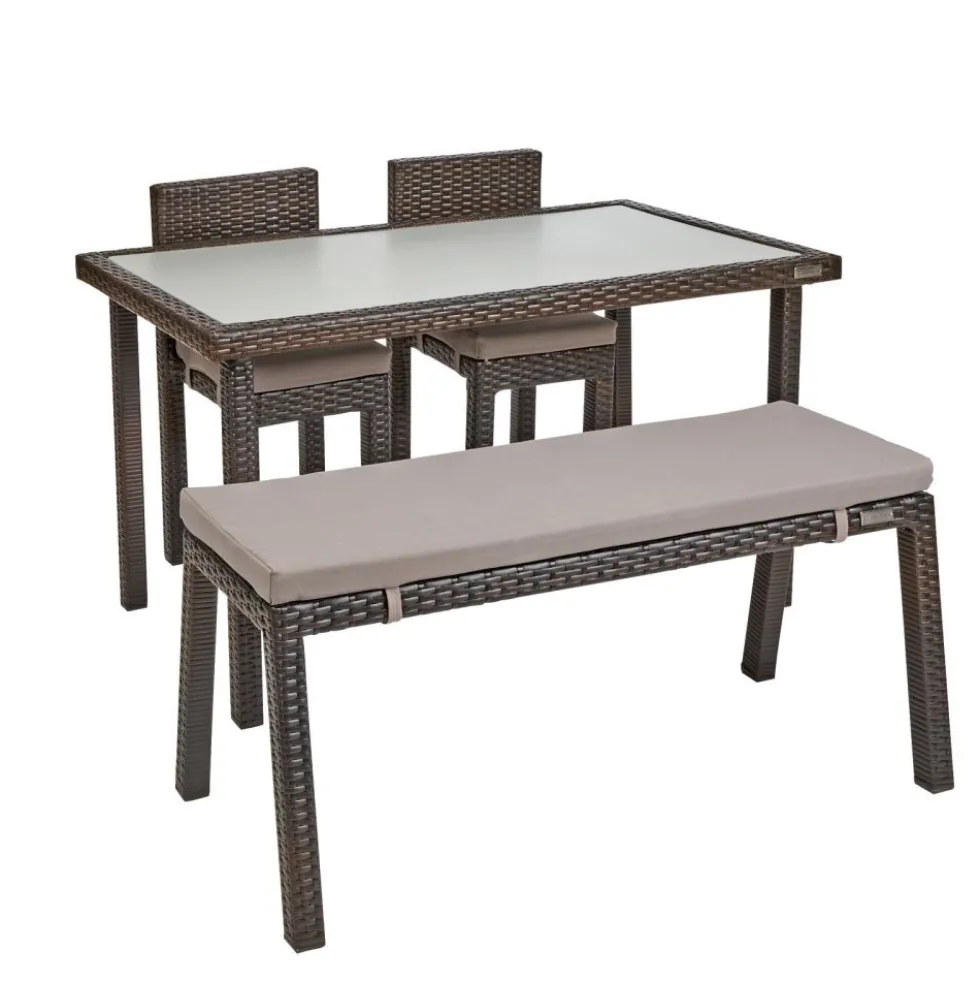 Excellerations® Outdoor Wicker Set - Table, Bench, & 2 Chairs 26" (School Age Height)