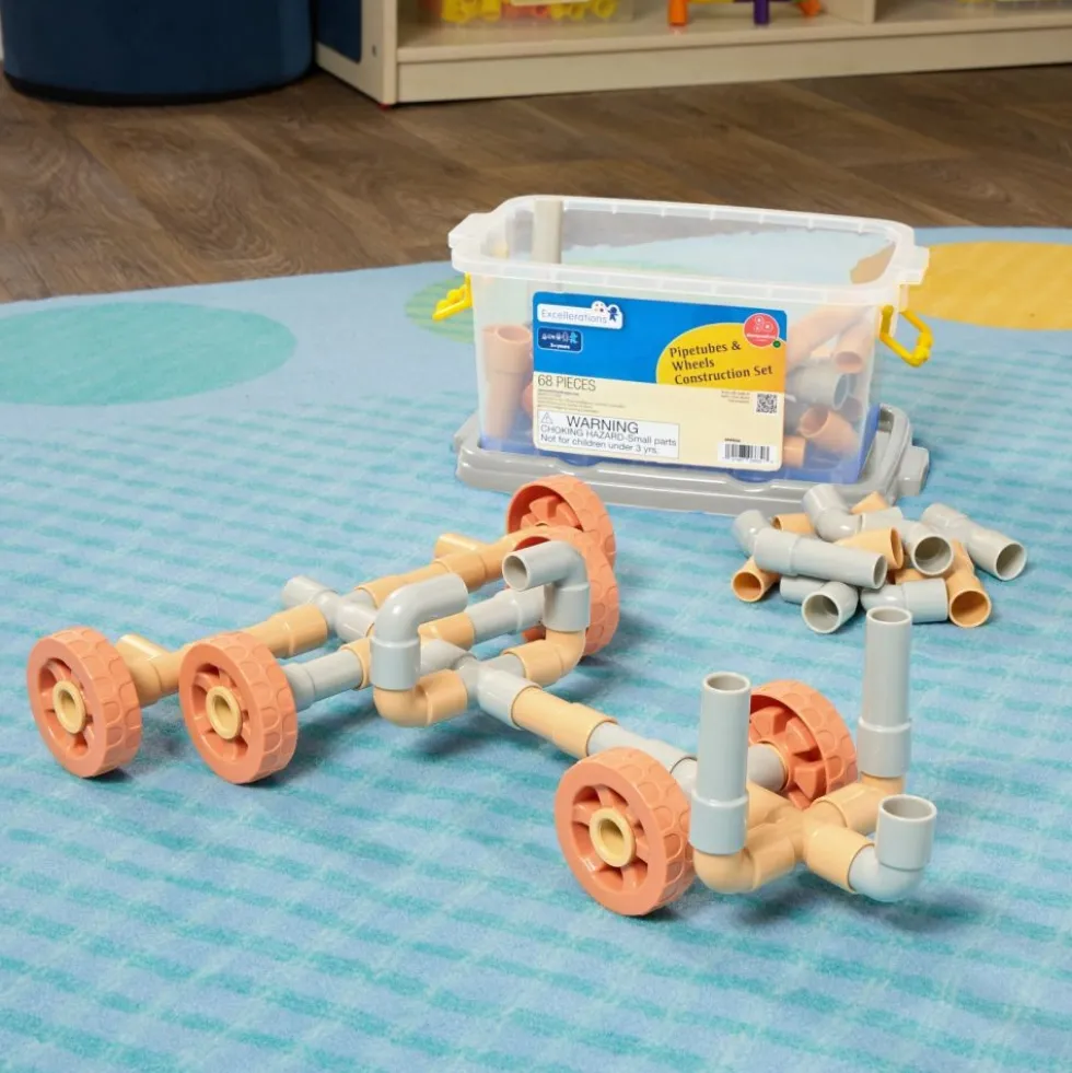 Excellerations® Pipetubes & Wheels Construction Set - 68 Pieces