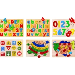 Excellerations® Preschool Puzzles - Letters, Numbers, and Signs - Set of 6