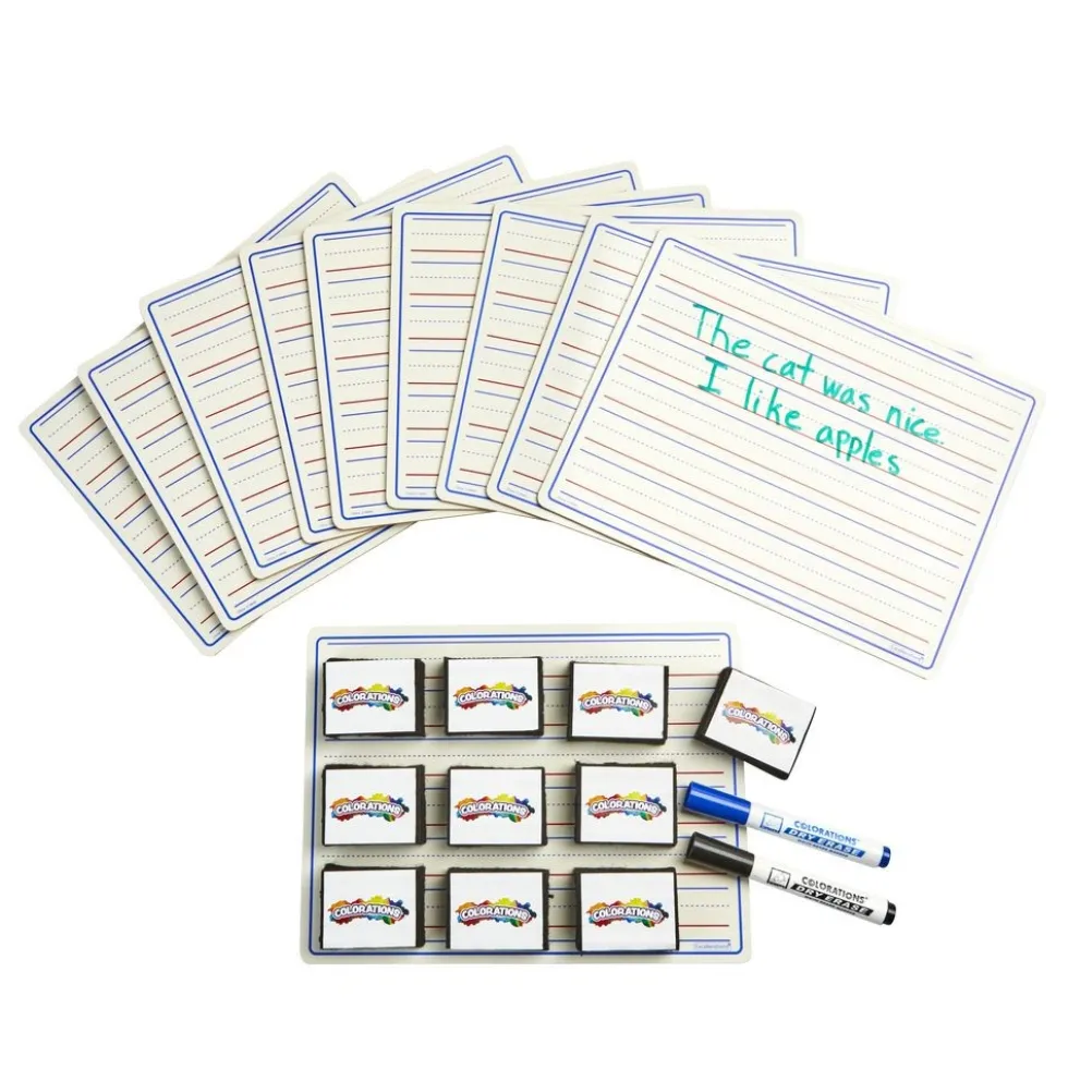 Excellerations® Reversible Dry-Erase Boards with Erasers - Set of 10