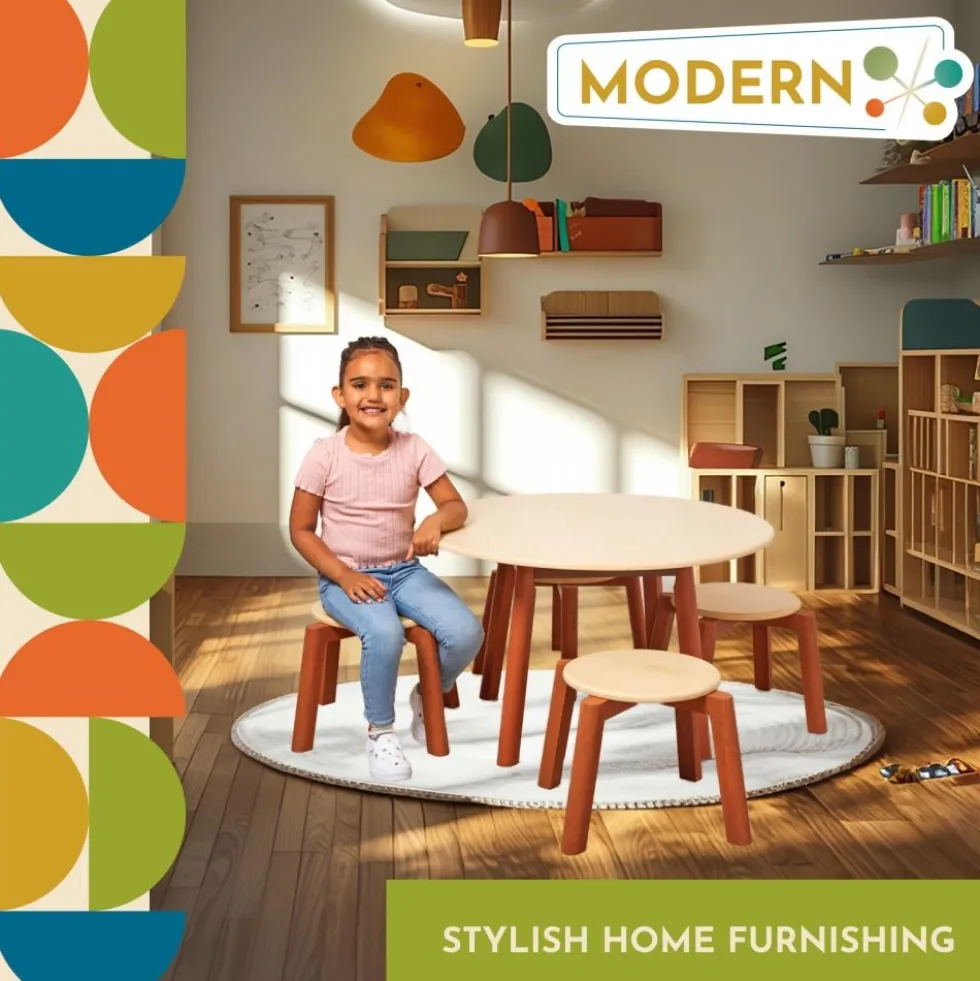 Excellerations® Rubberwood Table and Stool Set