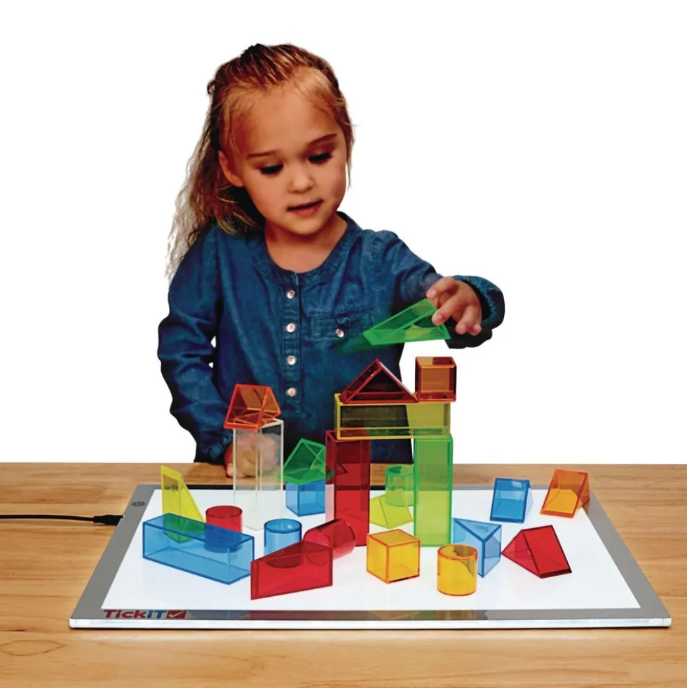 Excellerations® STEM Translucent Light Blocks - Set of 100 in a Bin