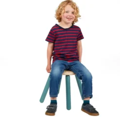 Excellerations® Sustainably Harvested Rubber Wood Emotions Stool - Happy