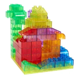 Excellerations® Translucent Building Bricks With Baseplate Lid - 60 pcs