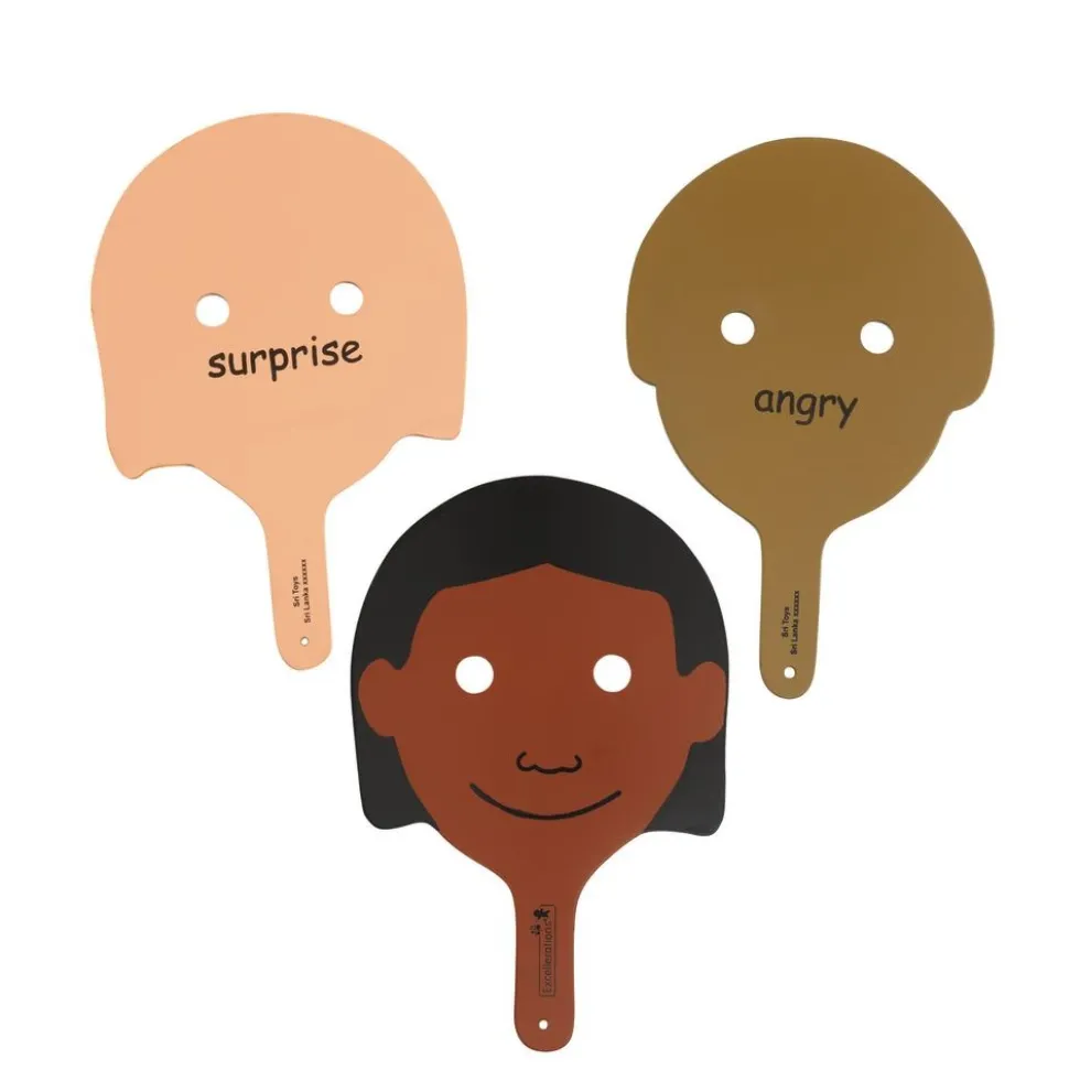 Excellerations® Wooden Emotions Masks - Set of 6