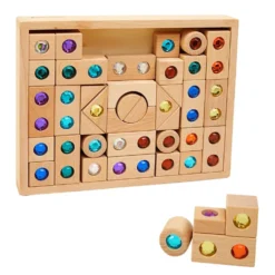 Excellerations® Wooden Gem Blocks - Set of 50 with Tray