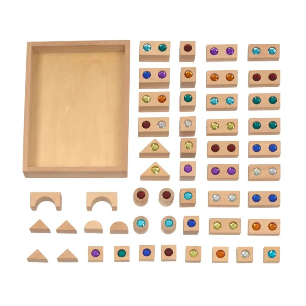Excellerations® Wooden Gem Blocks - Set of 50 with Tray