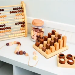 Excellerations® Wooden Natural Lacing Beads - 80 Pieces