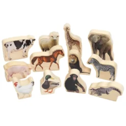 Excellerations® Wooden Photo Blocks Animals - Set of 12