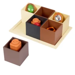 Excellerations® Wooden Sorting Boxes - Natural Colors - Set of 6 with Tray