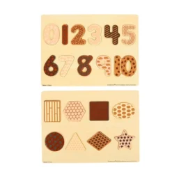 Excellerations® WoodWonders™ Shapes and Numbers Puzzles Natural - Set of 2