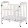 Foundations® Serenity Compact SafeReach Side Crib, Adjustable Mattress Board, Clearview, White Finish