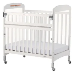 Foundations® Serenity Compact SafeReach Side Crib, Adjustable Mattress Board, Clearview, White Finish