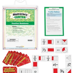 Fraction Dominoes Numeracy Center with Storage Bag - Grab and Go Learning Pack - Improve Fraction Recognition With This Fun Dominoes Game - Grades 1-2