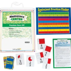 Fraction Faceoff Numeracy Center with Storage Bag - Grab and Go Learning Pack - Children Build Fraction Fluency By Comparing Common Fractions - Grades 3-5