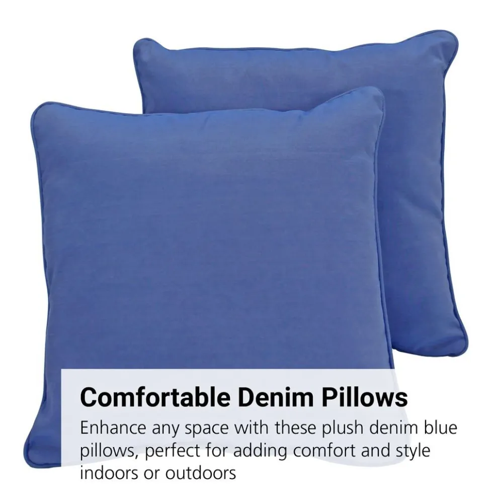 24" Indoor/Outdoor Pillows, 2 Pack - Denim Blue