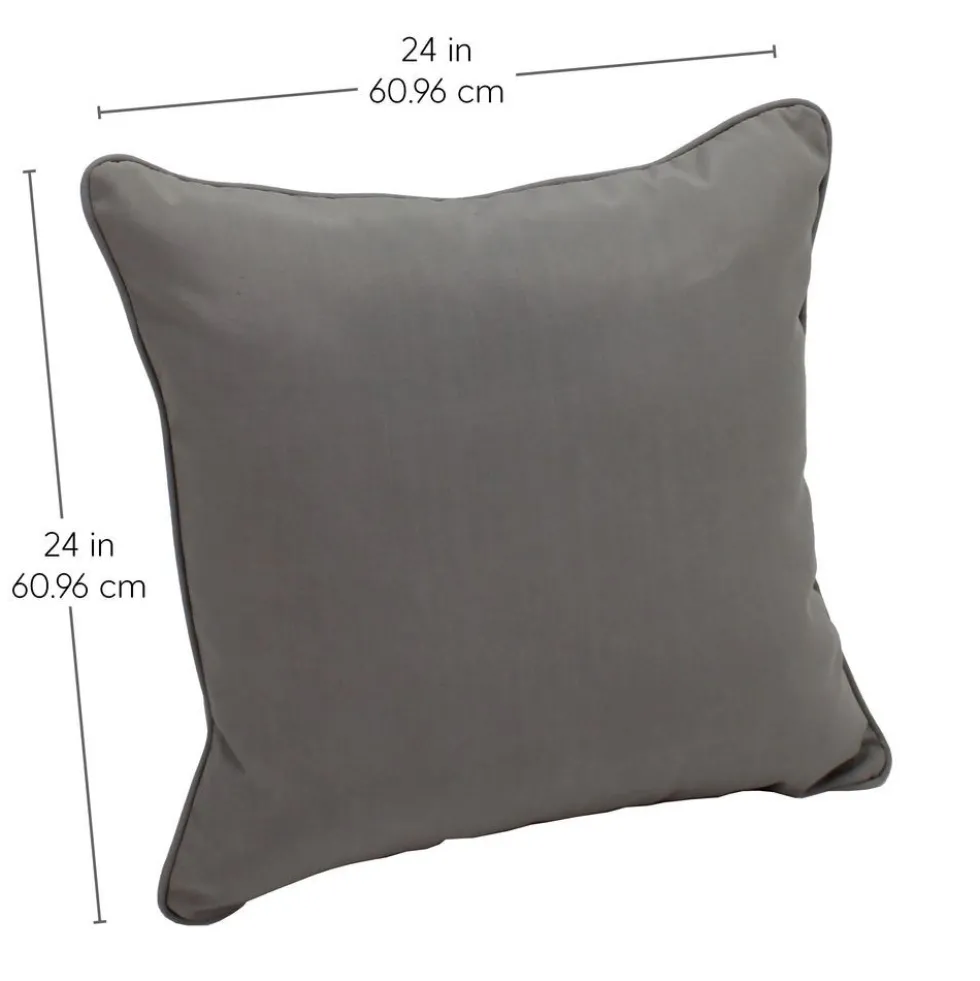 24" Indoor/Outdoor Pillows, 2 Pack - Grey