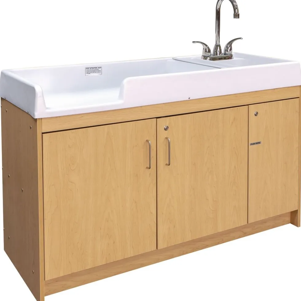 Infant Changing Table with Right Side Sink - Maple/Maple