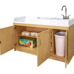 Infant Changing Table with Right Side Sink - Maple/Maple