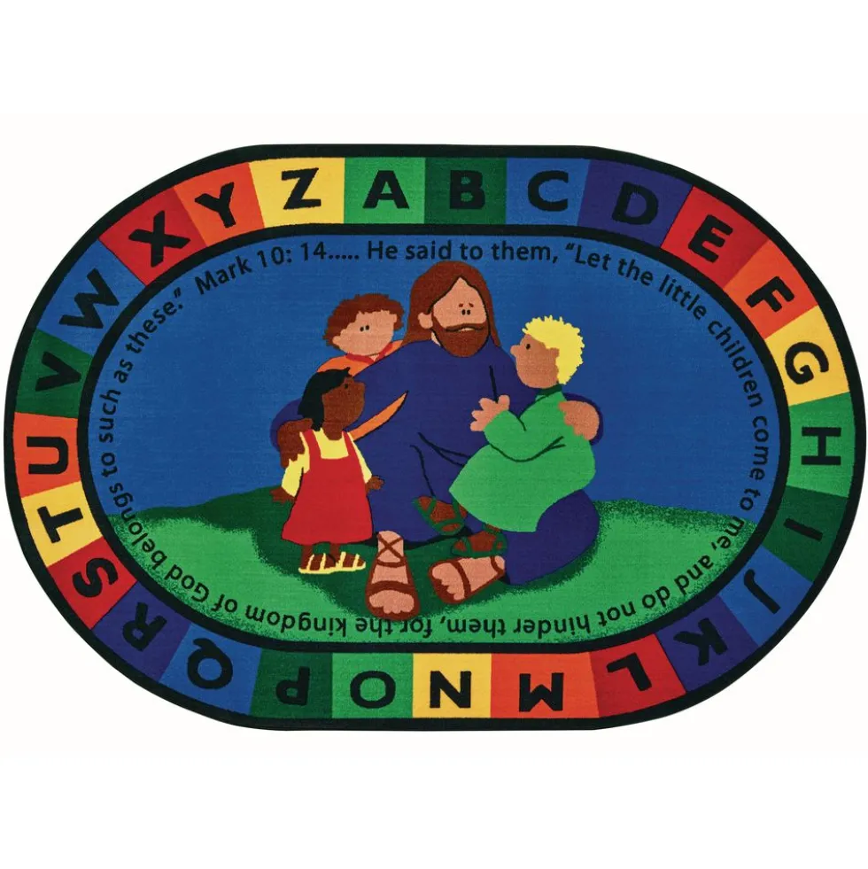 Jesus Loves the Little Children 6' x 9' Oval Kids Value PLUS Carpet