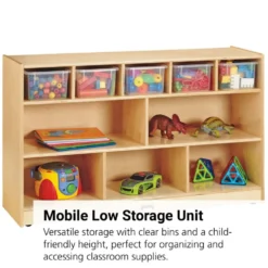 Jonti-Craft® Low Combo Mobile Storage with Clear Bins