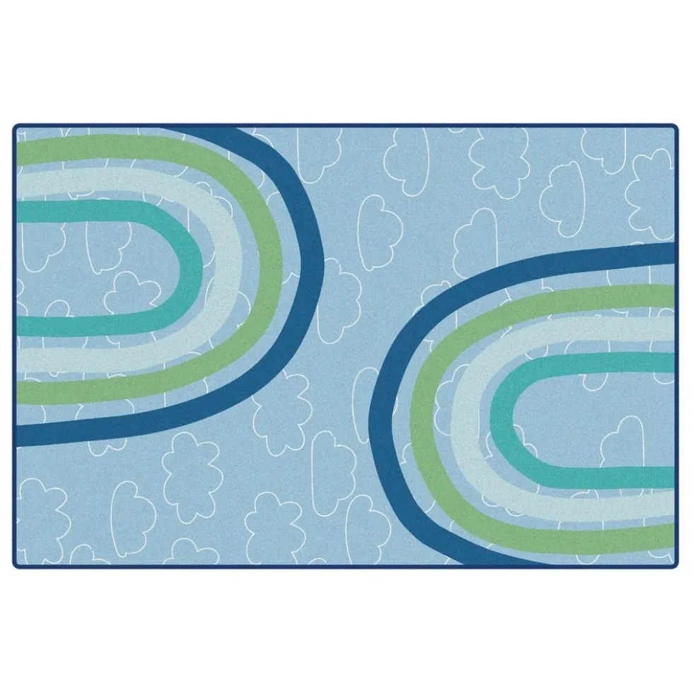 KIDSoft Large Rainbows Blue 6'x9'