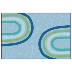 KIDSoft Large Rainbows Blue 4'x6'