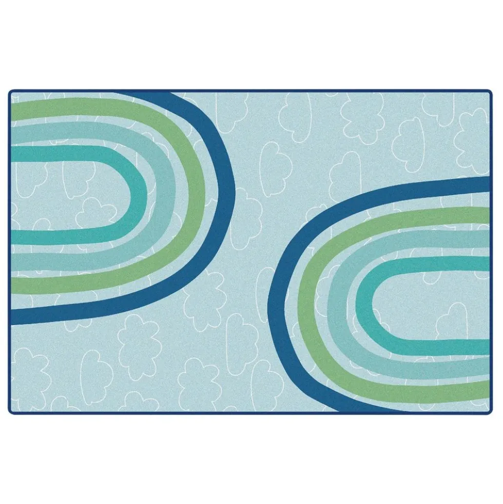 KIDSoft Large Rainbows Green 4'x6'