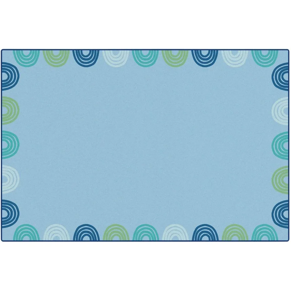 KIDSoft™ Rainbows Border Blue 4' x 6'