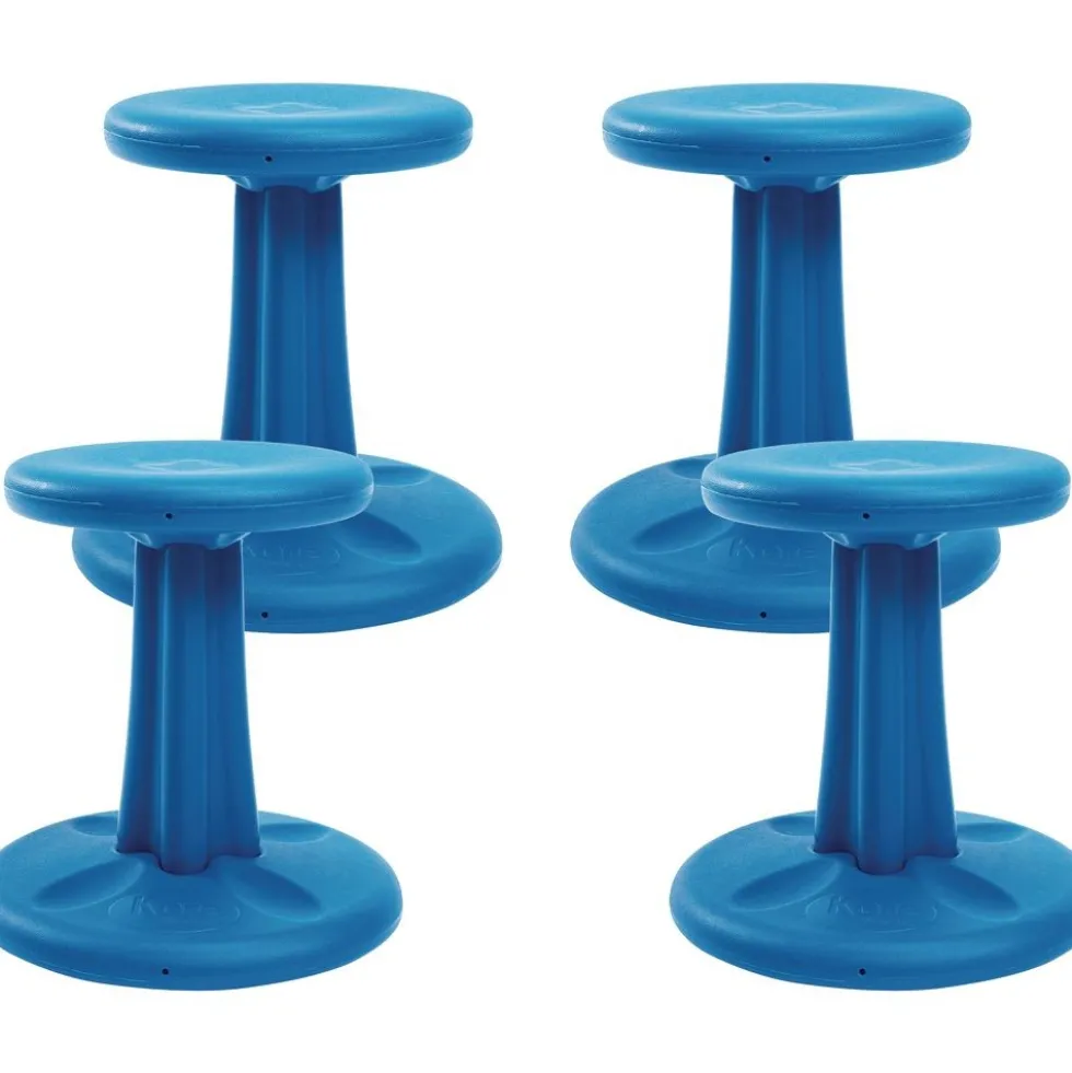Kore Wobble Stool 12"H - Blue, Set of 4