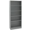 Laminate Bookcase 5-Shelf 72" Height - Gray