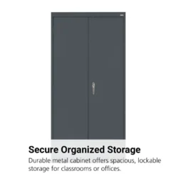 Large Locking Metal Cabinet - Charcoal