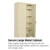 Large Locking Metal Cabinet - Putty