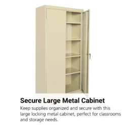 Large Locking Metal Cabinet - Putty