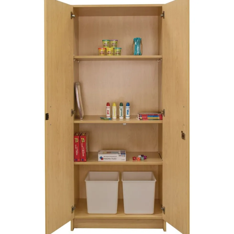Locking Tall Laminate Storage - Maple/Maple, Ready to Assemble