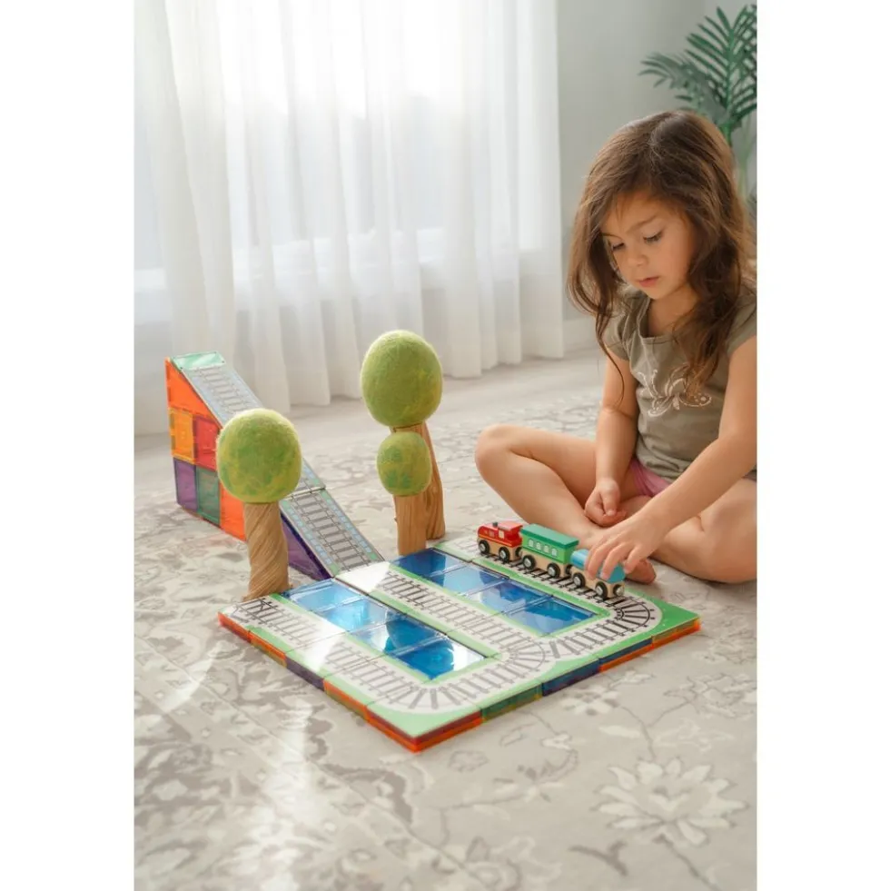 Magnetic Tile Toppers - Train Tracks - 36pcs