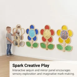 Mark Making Sequin & Mirror Daisy Frame - Gold & Silver 30" x 22"