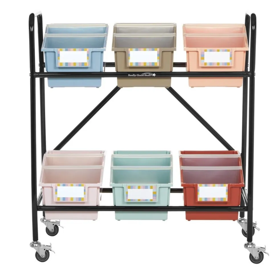 Mid-Size Mobile Storage Rack With Boho Chapter Book Bins™ - 1 rack, 6 bins