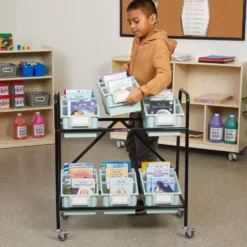 Mid-Size Mobile Storage Rack With Chapter Book Bins™ - 1 rack, 6 bins
