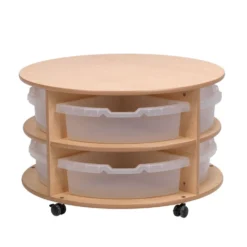 Millhouse™ Double Tier Mobile Circular Storage Unit with Clear Tubs