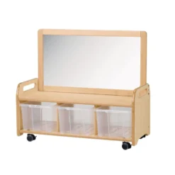 Millhouse™ Mobile Mirror Storage Unit with 3 Clear Tubs