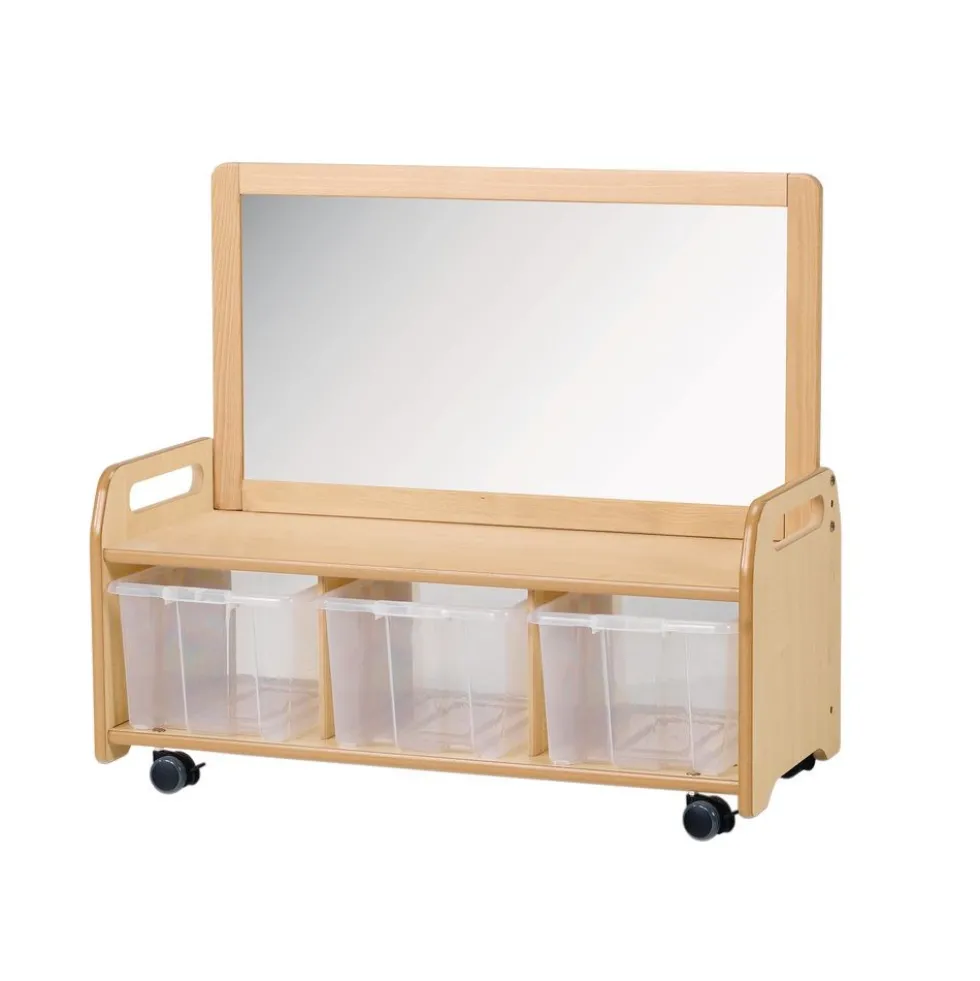 Millhouse™ Mobile Mirror Storage Unit with 3 Clear Tubs