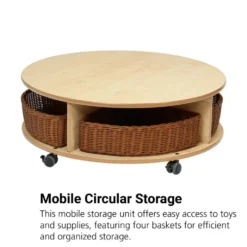 Millhouse™ Single Tier Mobile Circular Storage Unit with 4 Baskets