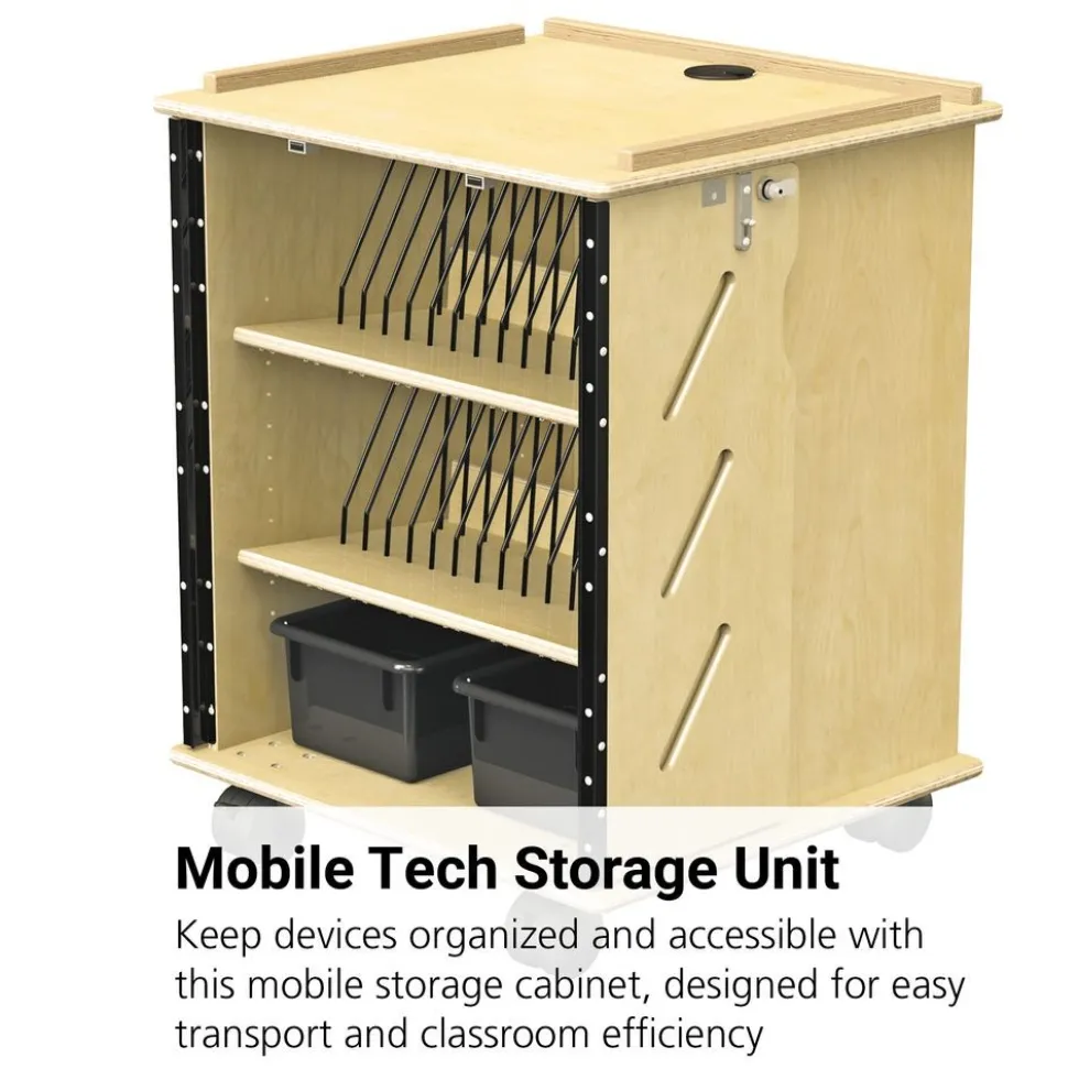 Mobile Laptop and Tablet Storage Cabinet with Casters