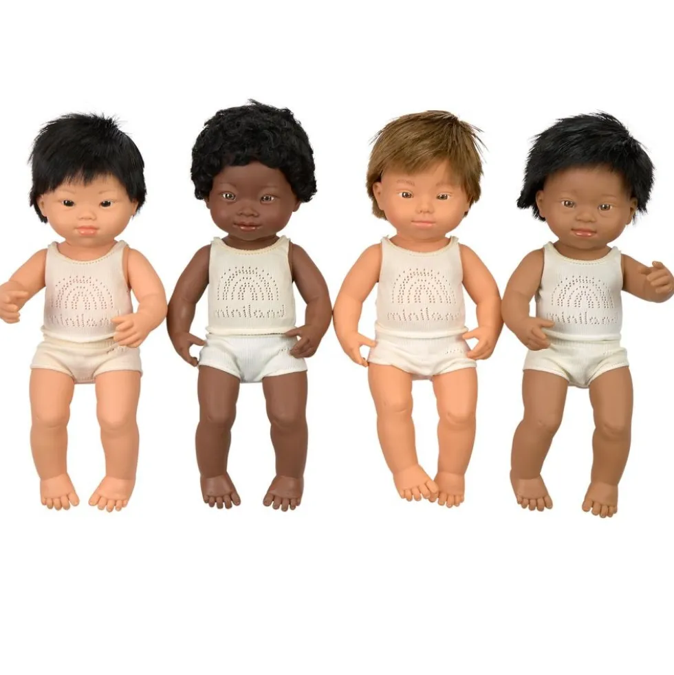 Multicultural Boy Down Syndrome 15" Dolls 4 Piece Kit