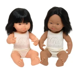 Multicultural Girl Down Syndrome 15" Dolls 4 Piece Kit