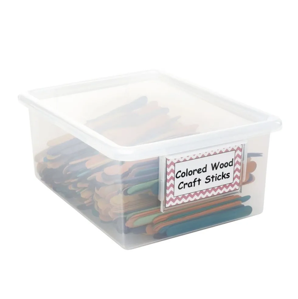 MyPerfectClassroom® Set of 4 Easy-Label Teaching Totes with Lids - Clear