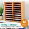 Oak 18-Slot Mail Center With Trays - 6 Colors