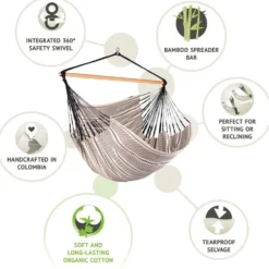 100% Organic Cotton Kingsize Hammock Chair - Habana Zebra